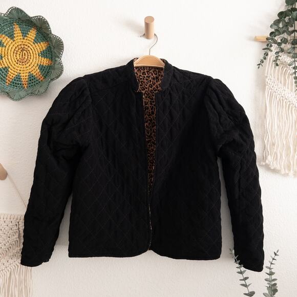 Something Navy Leopard Print Reversible Jacket Size XS - Picture 1 of 6